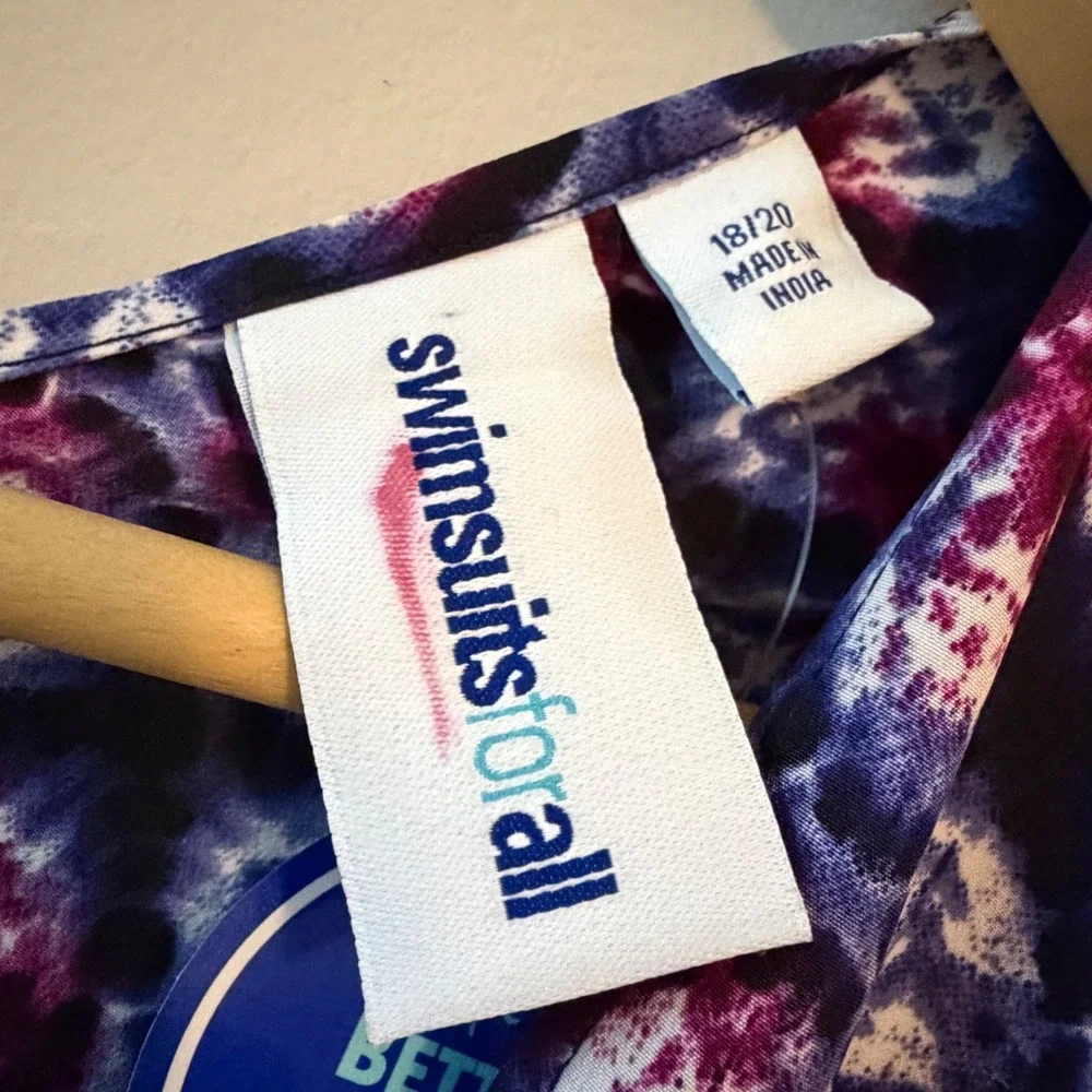 Swimsuits For All Kimono Cover-Up Purple Tie Dye Tassel Plus Size 18/20 NWT